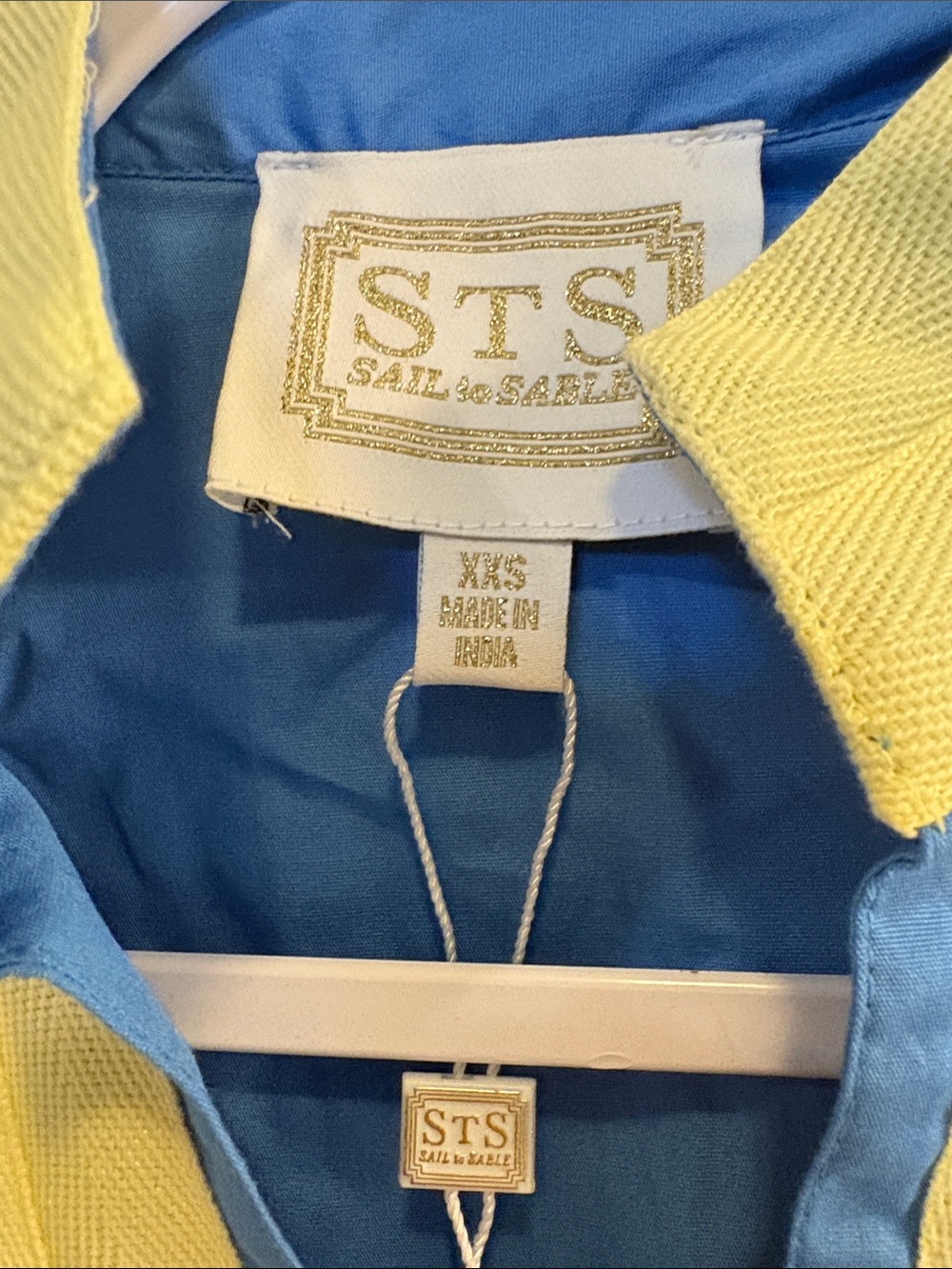Sail to Sable Cornflower Blue Caftan with Pale Yellow Trim - Picture 12 of 16